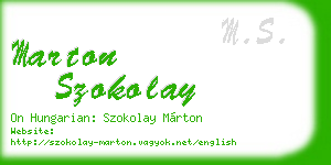 marton szokolay business card